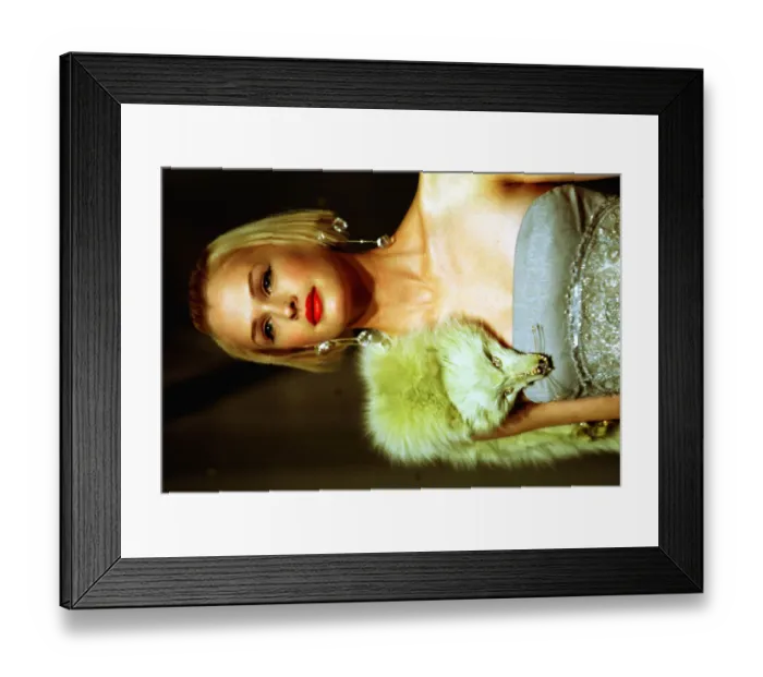 Framed Print : Clothing by Valentino 1998 Kylie Bax Model wearing light green pearl embroidered