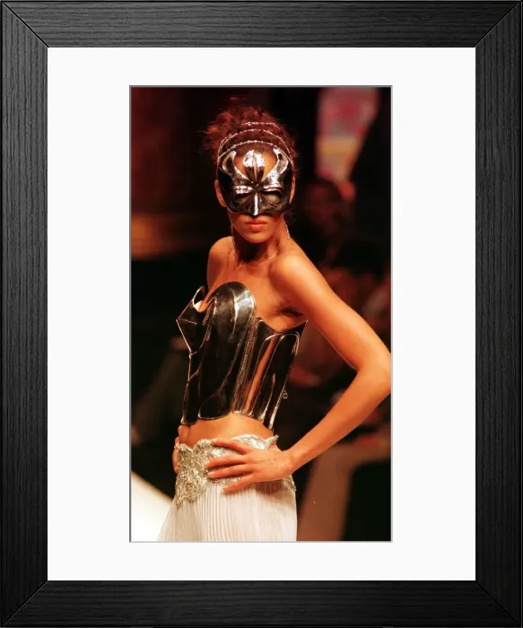 Framed Print : Clothing by Emanuel Ungaro 1998 model wearing Emanuel Ungaro designed outfit