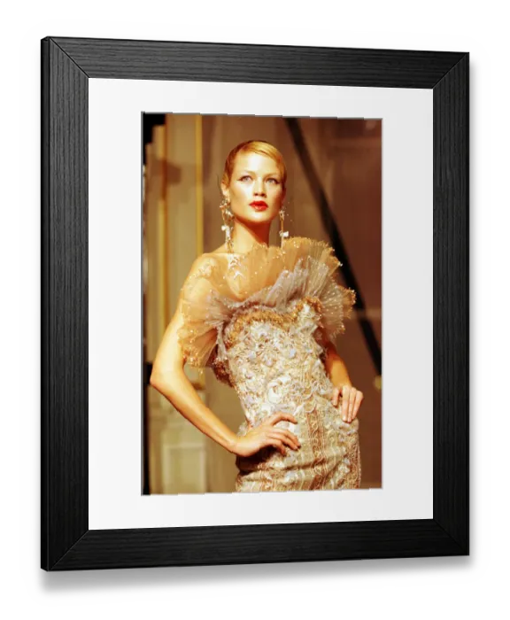 Framed Print : Clothing by Valentino 1998 Model wearing Evening Dress Clothing designed by Framed Print : Clothing by Valentino 1998 Model wearing Evening Dress Clothing designed by