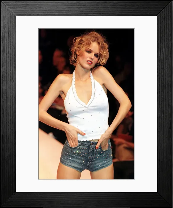 Framed Print : Eva Herzigova during Milan Fashion Week October 1997 Modelling at the Blumarine Show