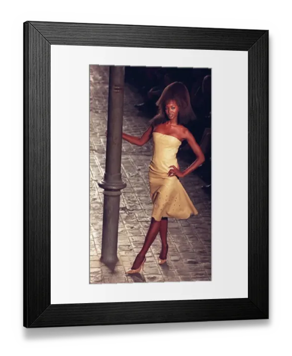 Framed Print : Naomi Campbell Supermodel wearing 1997-98 Autumn Winter ready to wear fashion collection