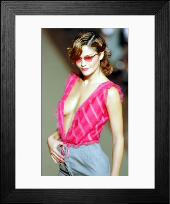 Framed Print : Helena Christensen for McCartney Paris Fashion Week 1997 Helena Christensen wearing one Framed Print : Helena Christensen for McCartney Paris Fashion Week 1997 Helena Christensen wearing one