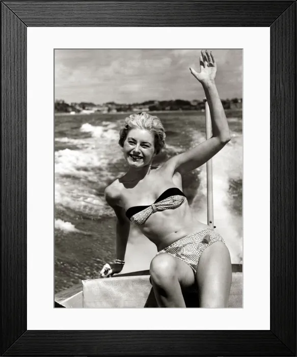 Framed Print : Margaret Loraine Daily Mirror Clothing Fashion Show 1959 Beach seaside bikini
