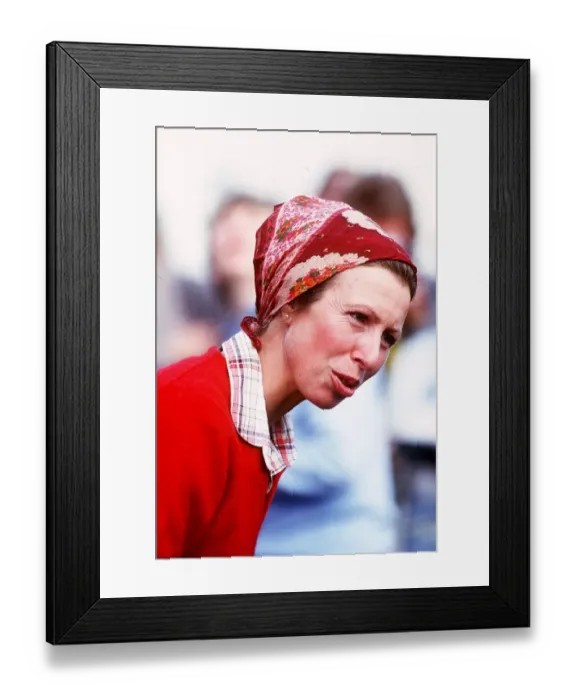 Framed Print : Princess Anne wearing red headscarf