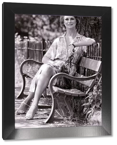 Model April Ashley pictured during a visit to Leamington spa June 1979 Sitting