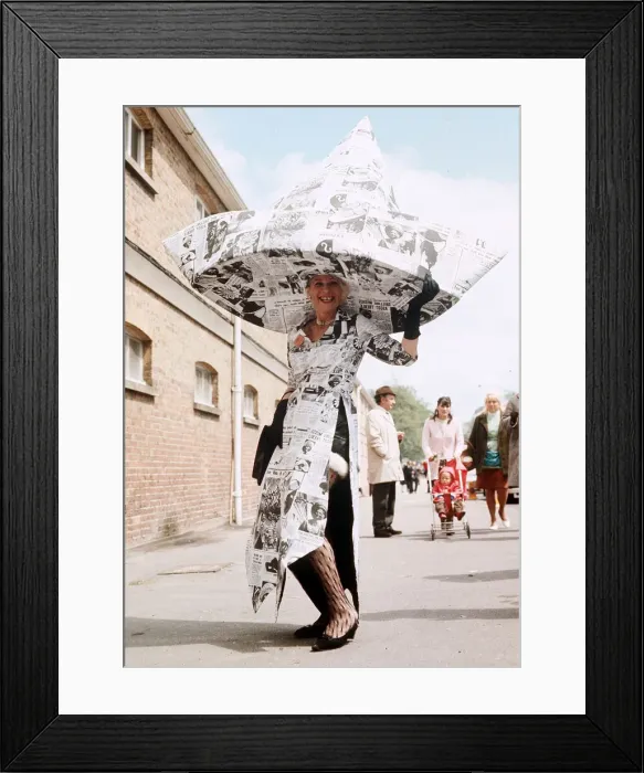 Framed Print : 1971 Clothing Ascot Fashion Hats and Dresses Mrs Ronald Shilling in a newspaper Framed Print : 1971 Clothing Ascot Fashion Hats and Dresses Mrs Ronald Shilling in a newspaper
