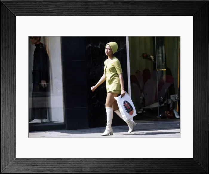 Framed Print : Kings Road Chelsea London June 1970 Fashion 1970s A woman walking down Framed Print : Kings Road Chelsea London June 1970 Fashion 1970s A woman walking down