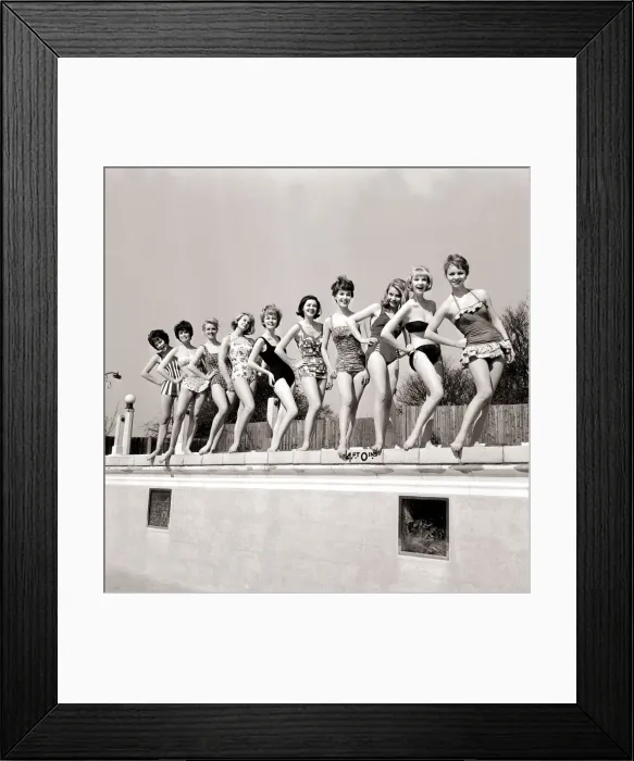 Framed Print : No Drop of Water March 1961 Top ten in the hit parade of sunshine fashions - models