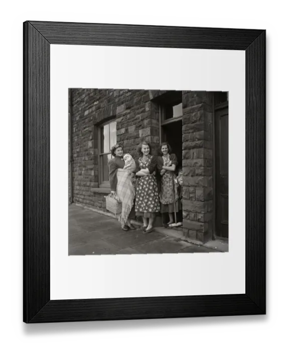 Framed Print : Three women standing gossiping on the street outside terraced housing in Cardiff, Wales Framed Print : Three women standing gossiping on the street outside terraced housing in Cardiff, Wales