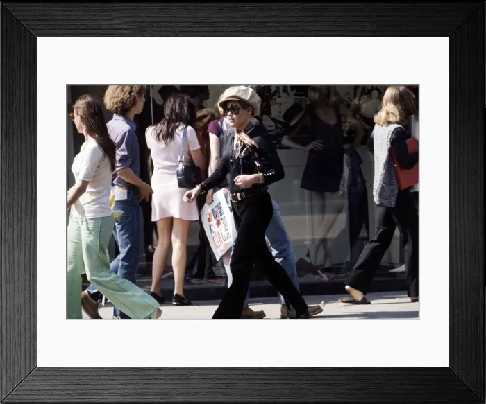 Framed Print : Kings Road Chelsea London June 1970 Street Scenes of People in the 1970s - woman
