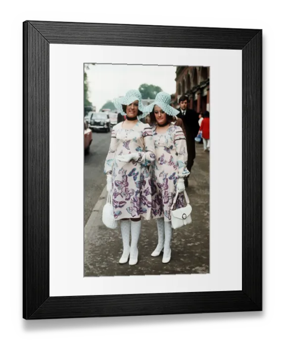 Framed Print : 1971 Clothing Ascot Fashion Hats and Dresses Miss Fay Barlow 24