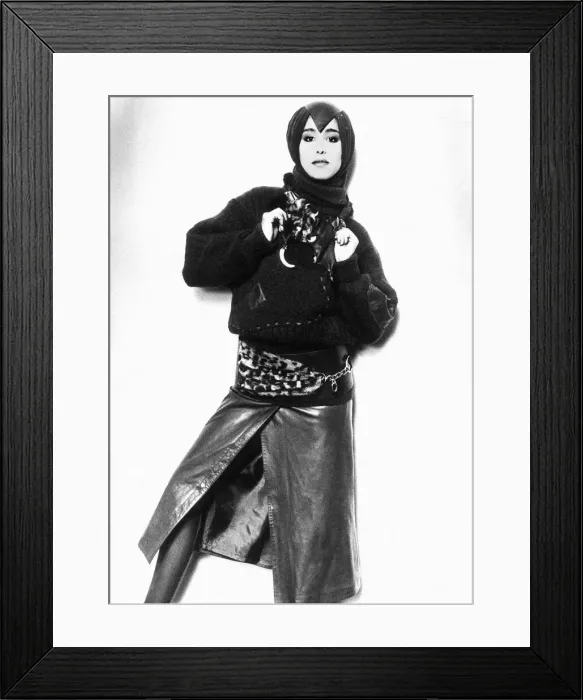 Framed Print : Clothing Fashion Leather March 1983 Slashed leather skirt from Claude Montena
