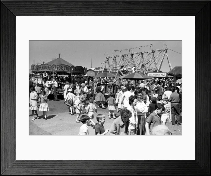 Framed Print : Crowd scene at the fair on Coventrys Hearsall Common 3rd June 1963 Framed Print : Crowd scene at the fair on Coventrys Hearsall Common 3rd June 1963