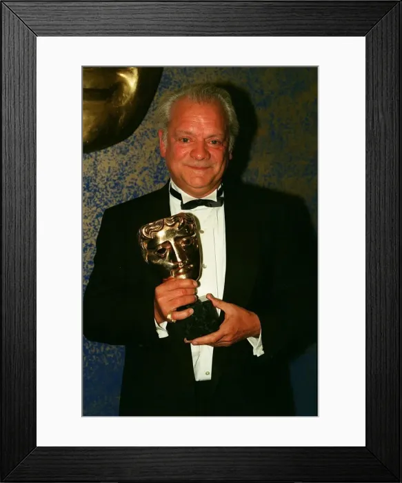 Framed Print : David Jason holding his Bafta award he received for Best Comedy Performance Framed Print : David Jason holding his Bafta award he received for Best Comedy Performance
