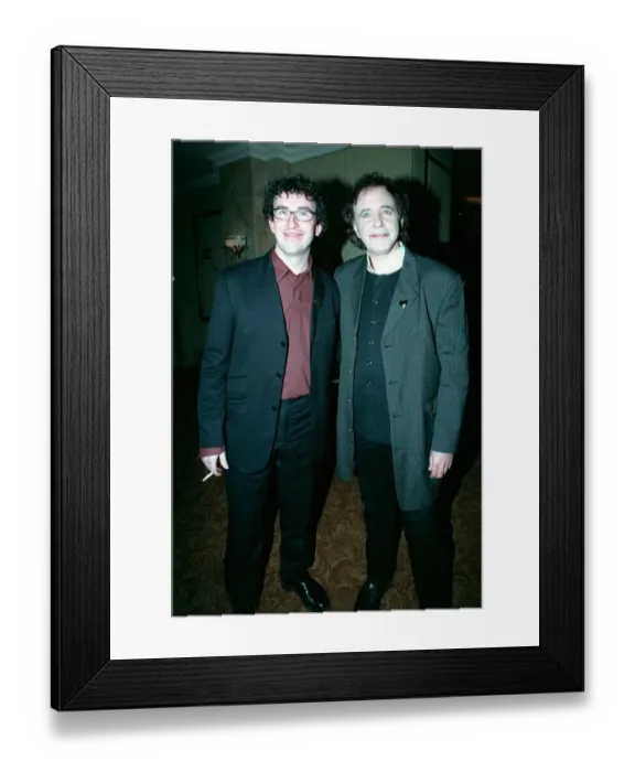 Framed Print : Steve Coogan comedian and David Essex singer February 1999 Arrive At the Variety club Framed Print : Steve Coogan comedian and David Essex singer February 1999 Arrive At the Variety club