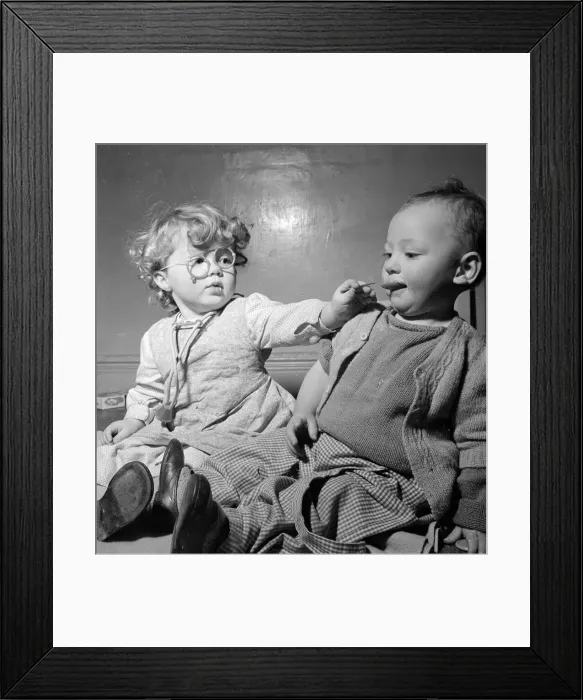 Framed Print : Two children play doctors and nurses at a Bristol Day Nursery December 1952