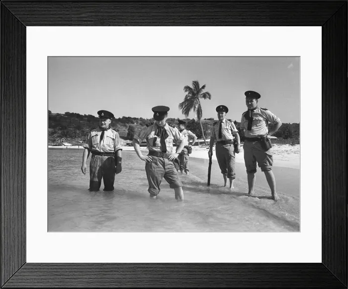 Framed Print : British Policemen on the Caribbean Island of Anguilla August 1969 seen here cooling off Framed Print : British Policemen on the Caribbean Island of Anguilla August 1969 seen here cooling off