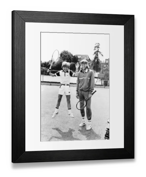 Framed Print : Dominic Coull pictured with World Champion Tennis Player Bjorn Borg June 1981 Framed Print : Dominic Coull pictured with World Champion Tennis Player Bjorn Borg June 1981