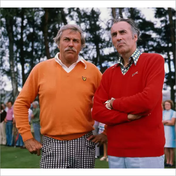 Howard Keel & Christopher Lee on golf course August 1975
