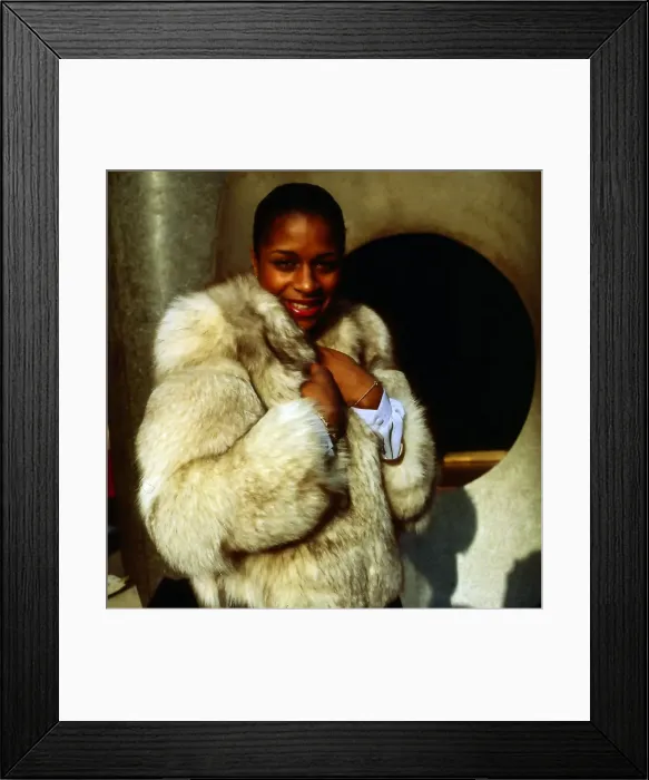 Framed Print : Grace Kennedy wearing fur coat February 1981 Framed Print : Grace Kennedy wearing fur coat February 1981