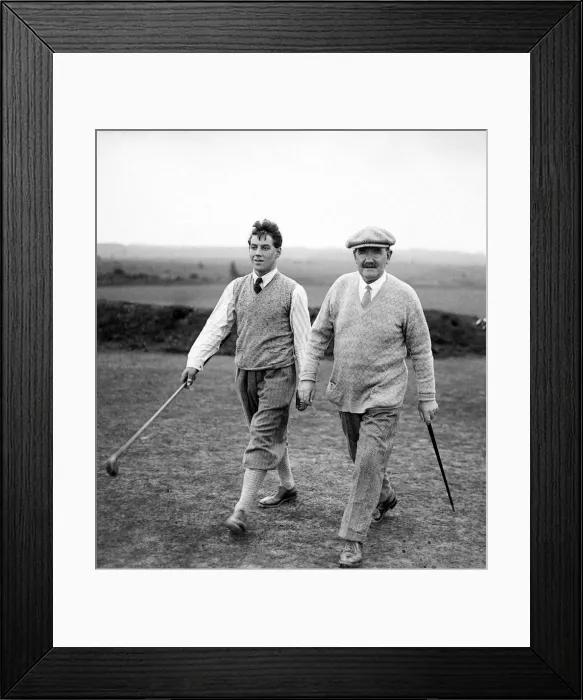 Framed Print : Golfers Sandy Herd and A. J. Lacey seen here competing in a &pound