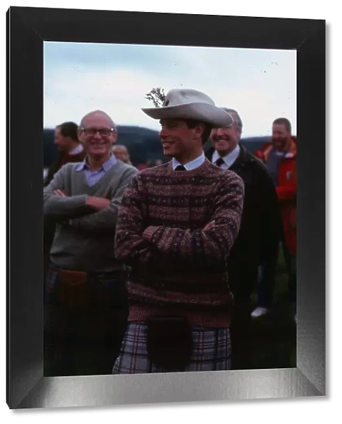 Prince Edward at Ballater wearing stetson hat August 1986 kilt tartan