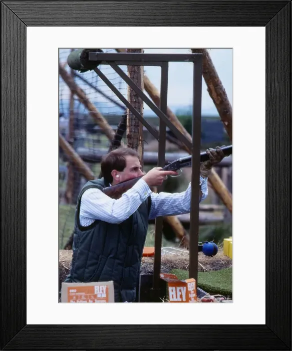 Framed Print : Prince Edward shooting a shotgun June 1988 Framed Print : Prince Edward shooting a shotgun June 1988