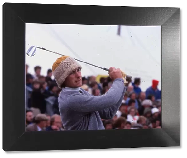 Ken Brown golfer July 1980 Action shot wearing woollen hat