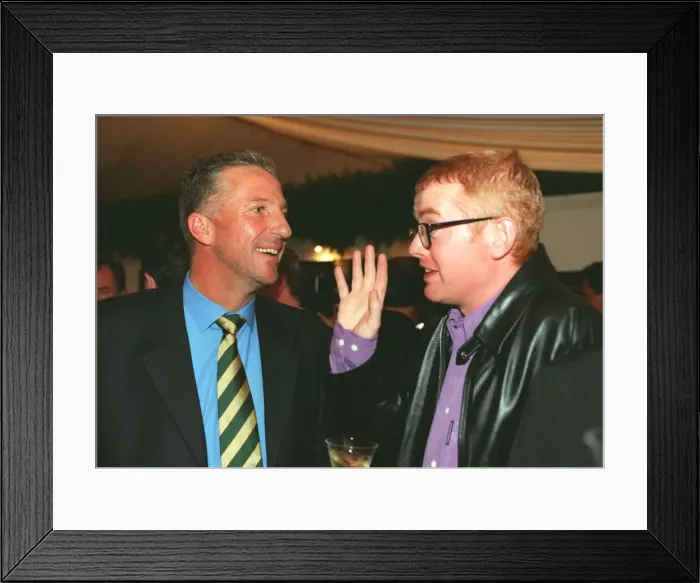 Framed Print : Ian Botham (left) October 1999 talking with Chris Evans at the Dunhill golf pro-am party Framed Print : Ian Botham (left) October 1999 talking with Chris Evans at the Dunhill golf pro-am party