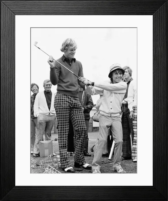 Framed Print : British Golf Open runner up Johnny Miller instructs John Stickle Framed Print : British Golf Open runner up Johnny Miller instructs John Stickle