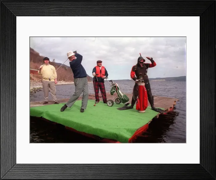 Framed Print : Loch Ness Golf Club at the Drumnadrochit Golf Course where each hole is on a floating