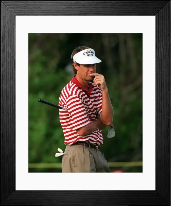 Framed Print : Paul Azinger finger at mouth wearing red white striped t shirt Callaway visor British Framed Print : Paul Azinger finger at mouth wearing red white striped t shirt Callaway visor British