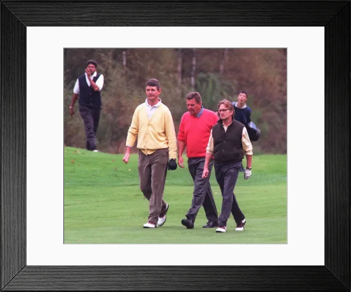 Framed Print : Michael Douglas Loch Lomond golf course October 1998 film star actor Michael