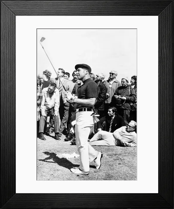 Framed Print : Gary Player and spectators follow his shot during practice for the British Golf Open Framed Print : Gary Player and spectators follow his shot during practice for the British Golf Open