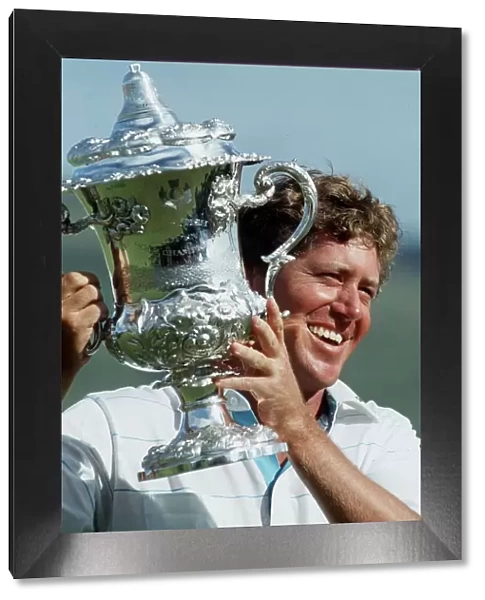Mike Allen golfer holding Scottish Open trophy July 1989