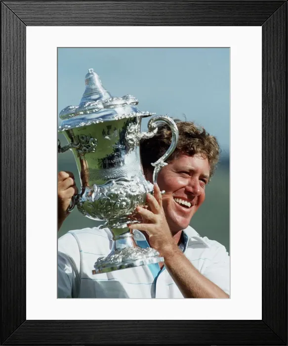Framed Print : Mike Allen golfer holding Scottish Open trophy July 1989 Framed Print : Mike Allen golfer holding Scottish Open trophy July 1989