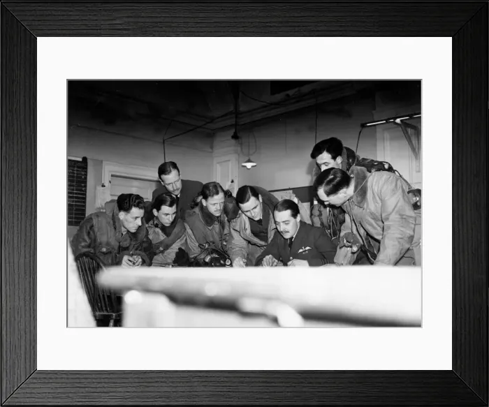Framed Print : RAF air crew listen to the instructions of the Commanding officer during preparations for Framed Print : RAF air crew listen to the instructions of the Commanding officer during preparations for