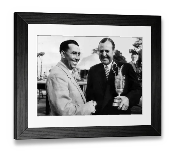Framed Print : Bobby Locke golfer being congratulated by runner up Harry Bradshaw Framed Print : Bobby Locke golfer being congratulated by runner up Harry Bradshaw