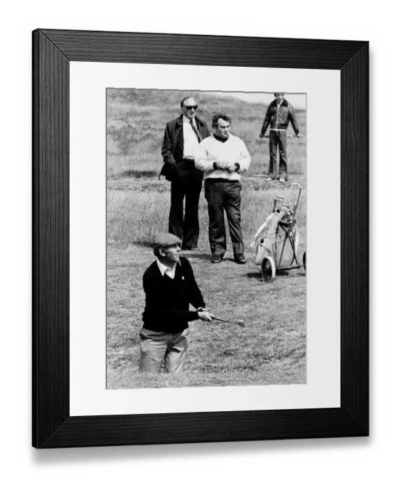 Framed Print : Charlie Green pictured just after hitting ball Brian Aitken in background golf Framed Print : Charlie Green pictured just after hitting ball Brian Aitken in background golf