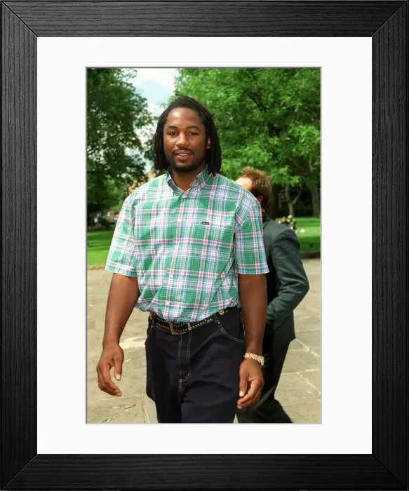 Framed Print : Lennox Lewis Boxing June 98 WBC Heavyweight champion who has been awarded an MBE in Framed Print : Lennox Lewis Boxing June 98 WBC Heavyweight champion who has been awarded an MBE in