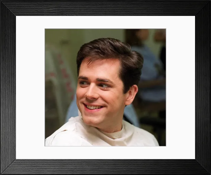 Framed Print : Chris Jarvis tv presenter before make up artists aged him in channel fours new tv