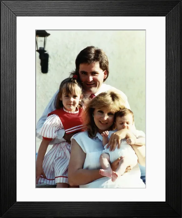 Framed Print : Richard Keays TV Presenter with his family at home in Datchett Berks Framed Print : Richard Keays TV Presenter with his family at home in Datchett Berks