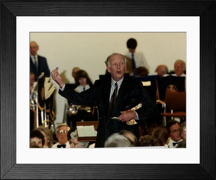 Framed Print : Frank Bough TV presenter drawing the raffle at a charity dinner