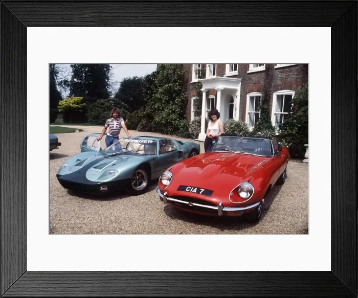 Framed Print : Noel Edmonds TV Presenter revealing a selection of his motor cars Framed Print : Noel Edmonds TV Presenter revealing a selection of his motor cars