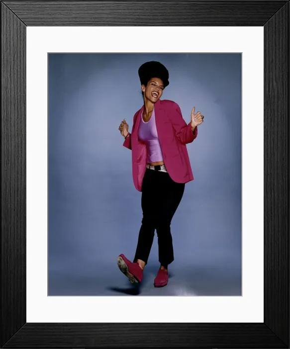 Framed Print : Pop singer and former model Efua posing in the studio. July 1993 Framed Print : Pop singer and former model Efua posing in the studio. July 1993