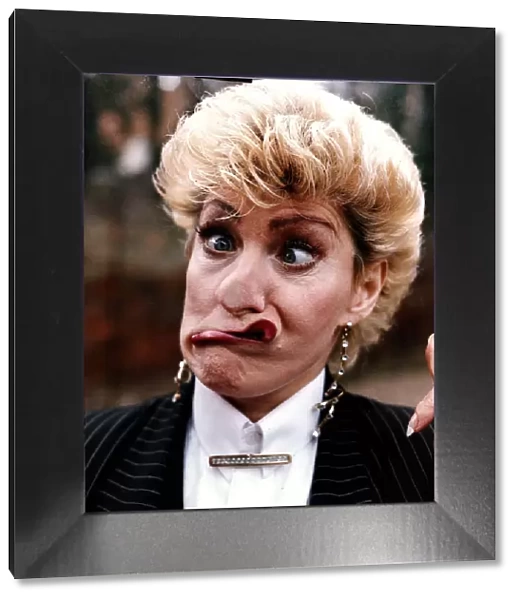 Faith Brown Impressionist comedian Faced pressed against sheet of glass DBase A©Mirrorpix