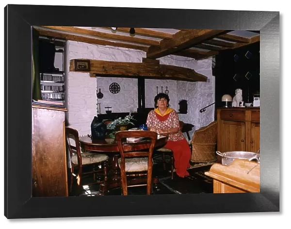 Mavis Nicholson TV Presenter sitting in her Dining Room Area