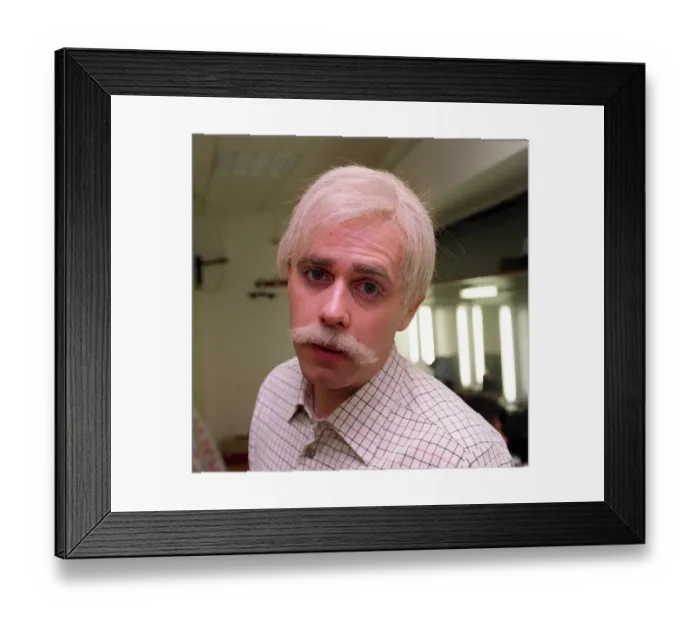 Framed Print : Chris Jarvis tv presenter as he might look in old age after make up artists aged him in Framed Print : Chris Jarvis tv presenter as he might look in old age after make up artists aged him in