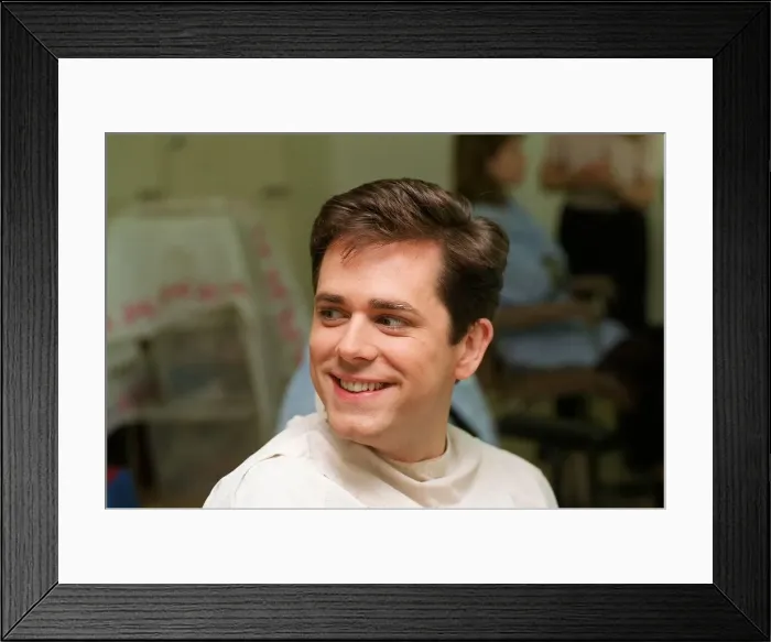 Framed Print : Chris Jarvis TV Presenter prepares for his make up session which will prematurely age him