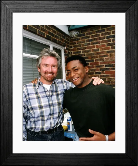 Framed Print : Noel Edmonds TV Presenter with Simon London Framed Print : Noel Edmonds TV Presenter with Simon London
